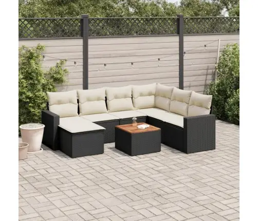 8-Daļīgs Dārza Dīvāna Komplekts, Matrači, Melna Pe Rotangpalma Vidaxl