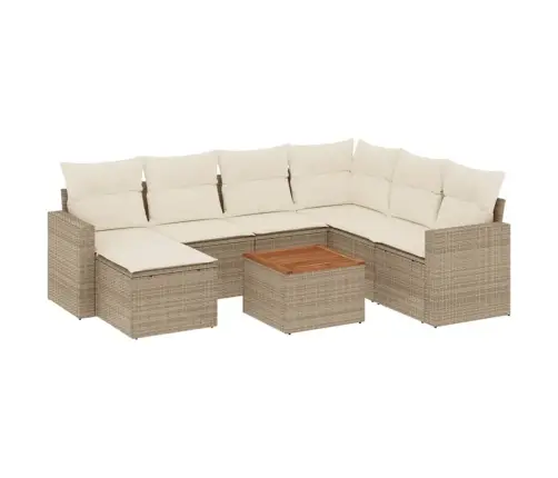 8-Daļīgs Dārza Dīvāna Komplekts, Matrači, Bēša Pe Rotangpalma Vidaxl