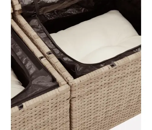 8-Daļīgs Dārza Dīvāna Komplekts, Matrači, Bēša Pe Rotangpalma Vidaxl