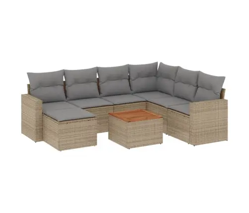 8-Daļīgs Dārza Dīvāna Komplekts, Matrači, Bēša Pe Rotangpalma Vidaxl