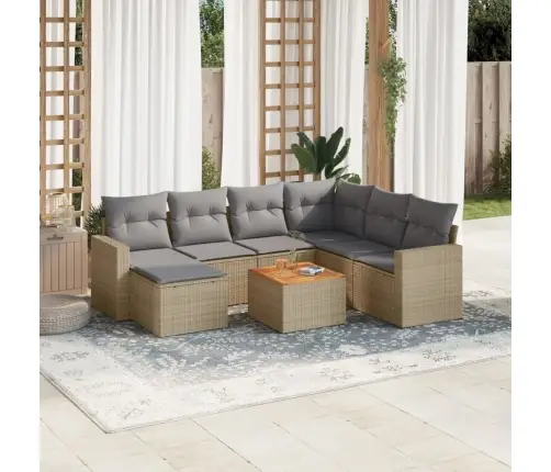 Sofos Komplektas Su Pagalvėlėmis, 8 Dalių, Smėlio, Poliratanas