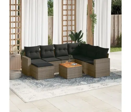 8-Daļīgs Dārza Dīvāna Komplekts Ar Matračiem, Pelēks Pe Pinums Vidaxl