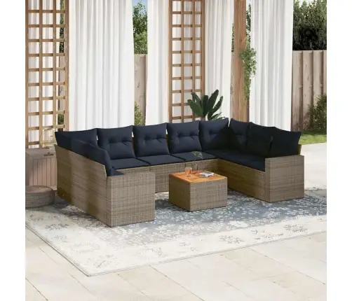 10Daļīgs Dārza Dīvāna Komplekts Ar Matračiem Pelēka Rotangpalma Vidaxl 10Daļīgs Dārza Dīvāna Komplekts Ar Matračiem Pelēka Rotangpalma Vidaxl