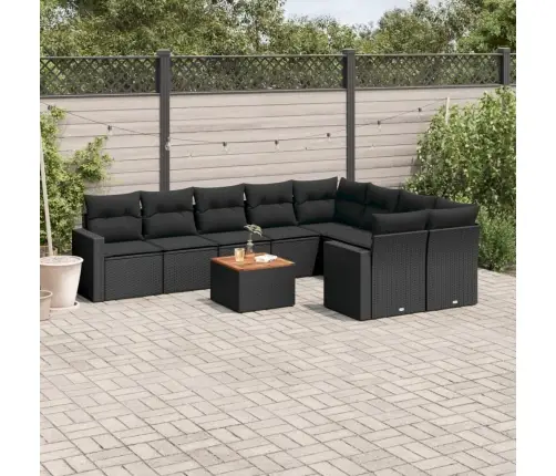 10-Daļīgs Dārza Dīvāna Komplekts, Matrači, Melna Pe Rotangpalma Vidaxl