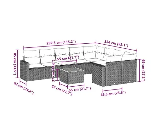 10-Osaline Aiadiivani Komplekt Patjadega, Must, Polürotang