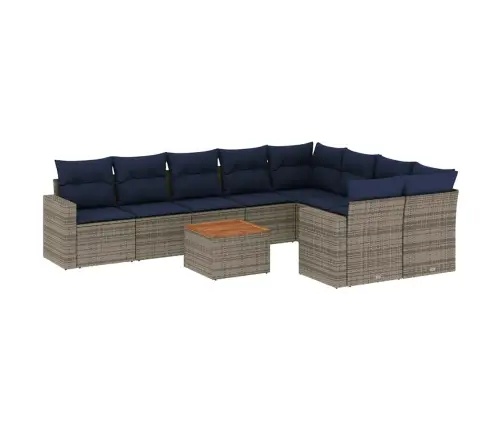 10Daļīgs Dārza Dīvāna Komplekts Ar Matračiem Pelēka Rotangpalma Vidaxl