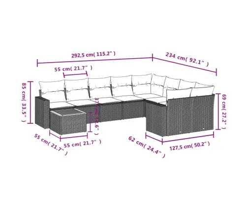 Sodo Komplektas Su Pagalvėlėmis, 10 Dalių, Juodas, Poliratanas