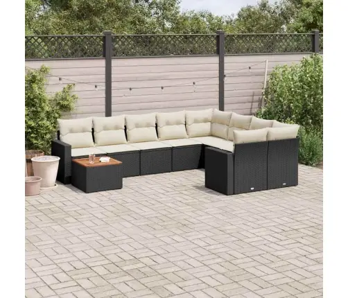 10-Daļīgs Dārza Dīvāna Komplekts, Matrači, Melna Pe Rotangpalma Vidaxl