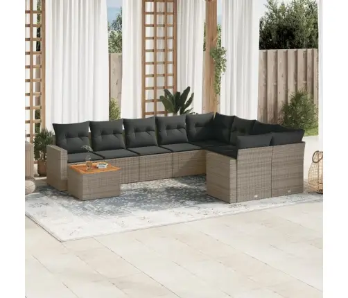 Sodo Komplektas Su Pagalvėlėmis, 10 Dalių, Pilkas, Poliratanas