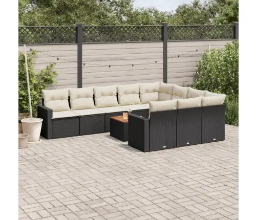 Sodo Komplektas Su Pagalvėlėmis, 11 Dalių, Juodas, Poliratanas