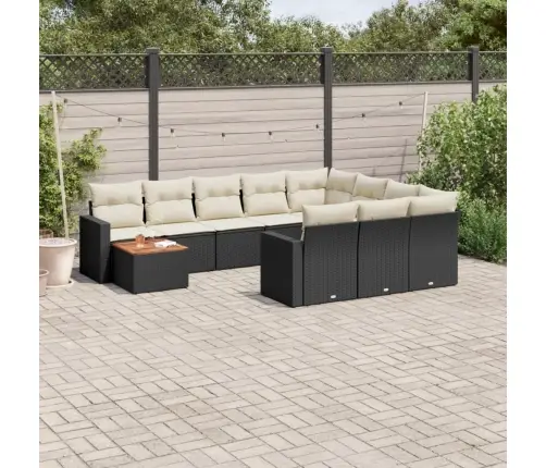 11-Daļīgs Dārza Dīvāna Komplekts, Matrači, Melna Pe Rotangpalma Vidaxl