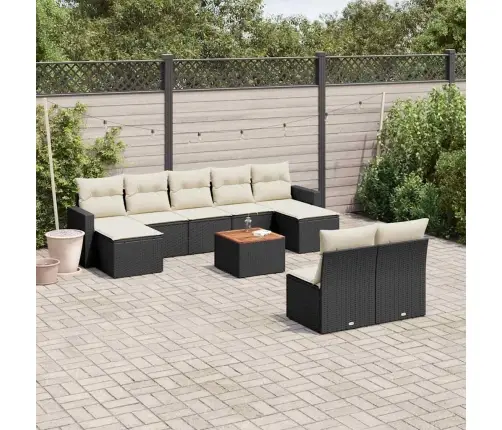 10-Daļīgs Dārza Dīvāna Komplekts, Matrači, Melna Pe Rotangpalma Vidaxl