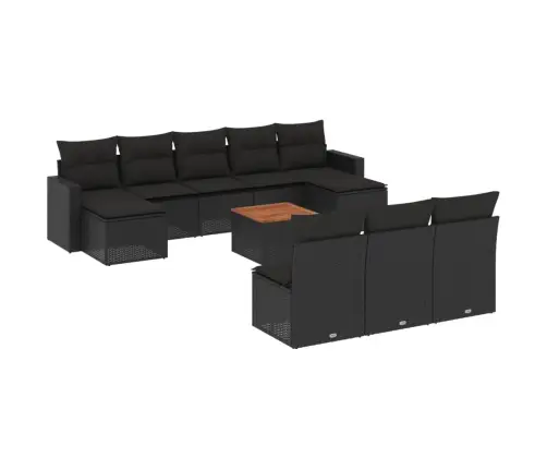 Sodo Komplektas Su Pagalvėlėmis, 11 Dalių, Juodas, Poliratanas