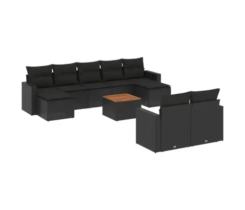 10-Daļīgs Dārza Dīvāna Komplekts, Matrači, Melna Pe Rotangpalma Vidaxl