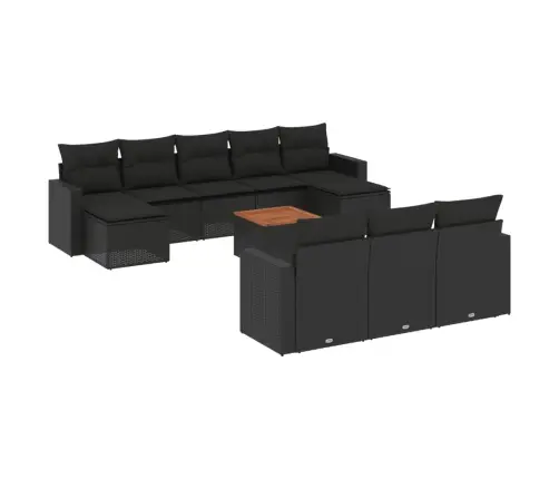 Sodo Komplektas Su Pagalvėlėmis, 11 Dalių, Juodas, Poliratanas