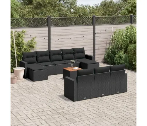 Sodo Komplektas Su Pagalvėlėmis, 11 Dalių, Juodas, Poliratanas