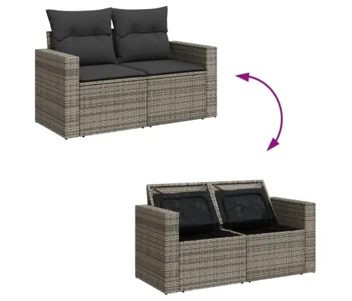 11-Daļīgs Dārza Dīvāna Komplekts Ar Matračiem, Pelēks Pe Pinums Vidaxl