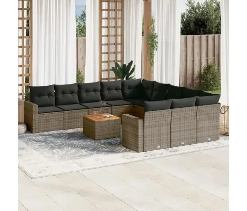 Sodo Komplektas Su Pagalvėlėmis, 12 Dalių, Pilkas, Poliratanas