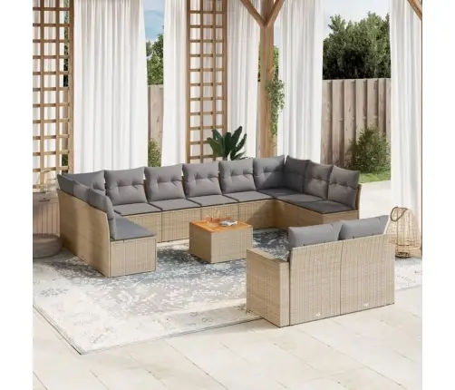 13-Daļīgs Dārza Dīvāna Komplekts Ar Matračiem,Pe Rotangpalma Vidaxl