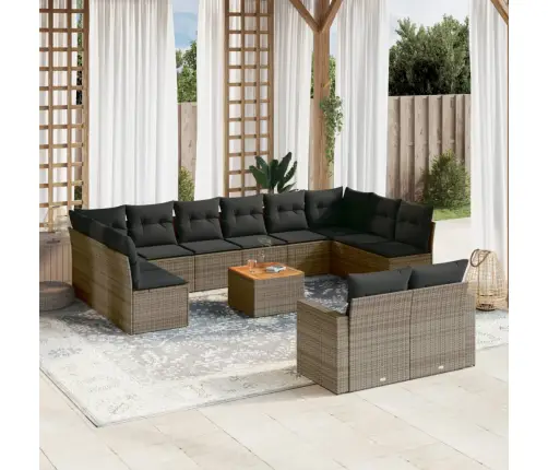 Sodo Komplektas Su Pagalvėlėmis, 13 Dalių, Pilkas, Poliratanas