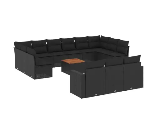 Sodo Komplektas Su Pagalvėlėmis, 14 Dalių, Juodas, Poliratanas