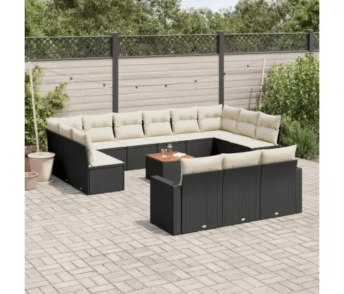 14-Osaline Aiadiivani Komplekt Patjadega, Must, Polürotang