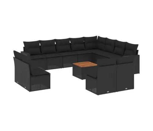 13-Osaline Aiadiivani Komplekt Patjadega, Must, Polürotang