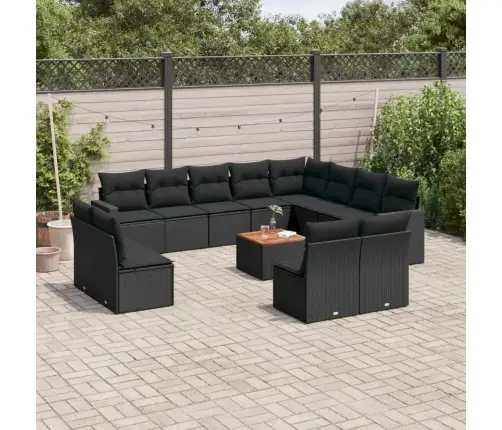 13-Osaline Aiadiivani Komplekt Patjadega, Must, Polürotang