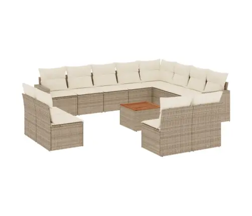 Sofos Komplektas Su Pagalvėlėmis, 13 Dalių, Smėlio, Poliratanas