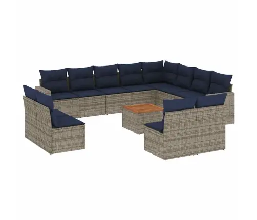 13-Daļīgs Dārza Dīvānu Komplekts Ar Matračiem, Pelēks Pe Vidaxl