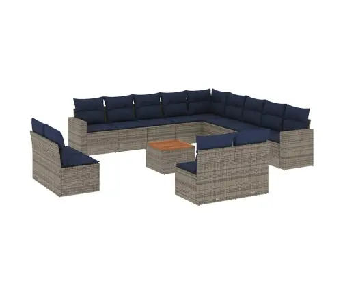 Sodo Komplektas Su Pagalvėlėmis, 14 Dalių, Pilkas, Poliratanas Sodo Komplektas Su Pagalvėlėmis, 14 Dalių, Pilkas, Poliratanas