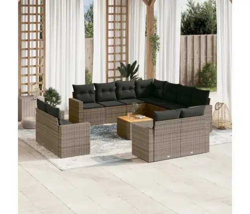 Sodo Komplektas Su Pagalvėlėmis, 12 Dalių, Pilkas, Poliratanas