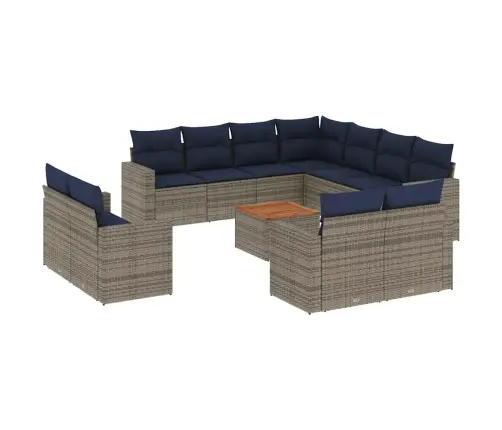 12-Daļīgs Dārza Dīvānu Komplekts Ar Matračiem, Pelēks Pe Vidaxl