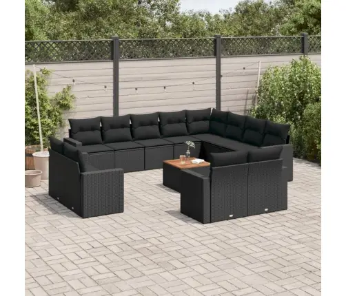 13-Osaline Aiadiivani Komplekt Patjadega, Must, Polürotang