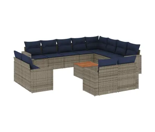 13-Daļīgs Dārza Dīvānu Komplekts Ar Matračiem, Pelēks Pe Vidaxl