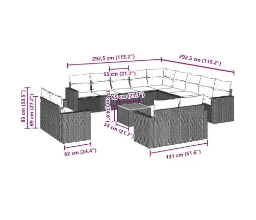 Sodo Komplektas Su Pagalvėlėmis, 14 Dalių, Juodas, Poliratanas