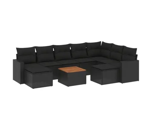 10-Daļīgs Dārza Dīvāna Komplekts, Matrači, Melna Pe Rotangpalma Vidaxl