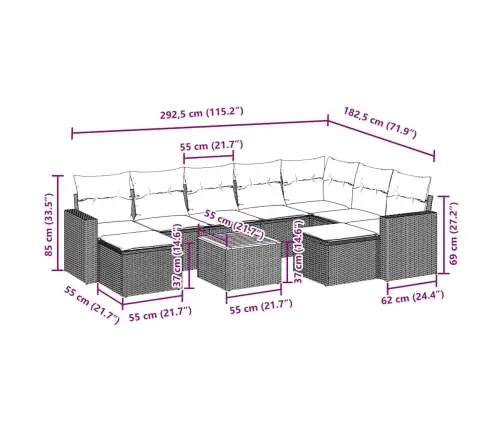 10-Osaline Aiadiivani Komplekt Patjadega, Must, Polürotang