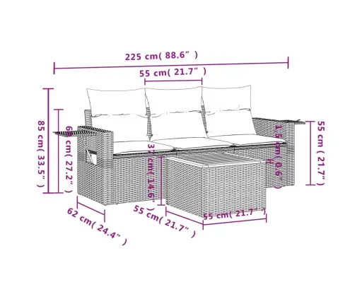 4-Osaline Aiadiivani Komplekt Patjadega, Must, Polürotang