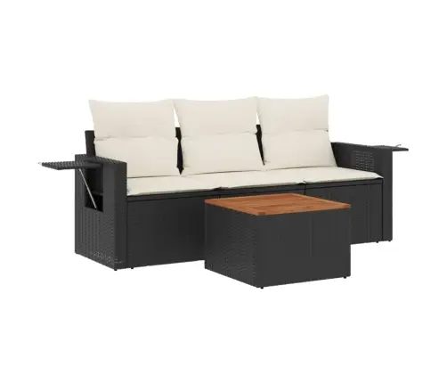 Sodo Komplektas Su Pagalvėlėmis, 4 Dalių, Juodas, Poliratanas