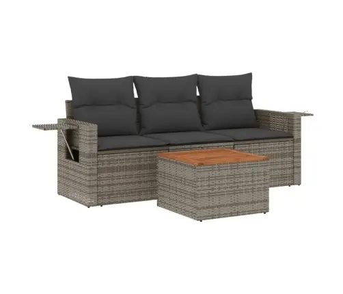 4-Daļīgs Dārza Dīvāna Komplekts Ar Matračiem, Pelēks Pe Pinums Vidaxl