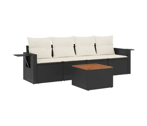 5-Daļīgs Dārza Dīvāna Komplekts Ar Matračiem, Pe Rotangpalma Vidaxl