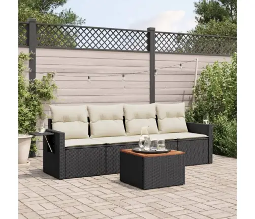 5-Daļīgs Dārza Dīvāna Komplekts Ar Matračiem, Pe Rotangpalma Vidaxl