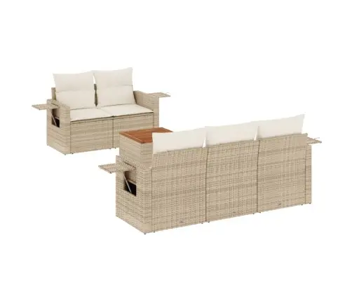 6-Daļīgs Dārza Dīvāna Komplekts, Matrači, Bēša Pe Rotangpalma Vidaxl