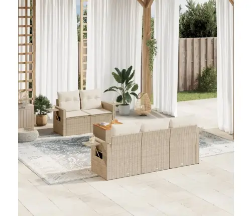 6-Daļīgs Dārza Dīvāna Komplekts, Matrači, Bēša Pe Rotangpalma Vidaxl