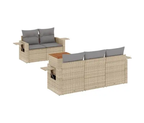 Sofos Komplektas Su Pagalvėlėmis, 6 Dalių, Smėlio, Poliratanas