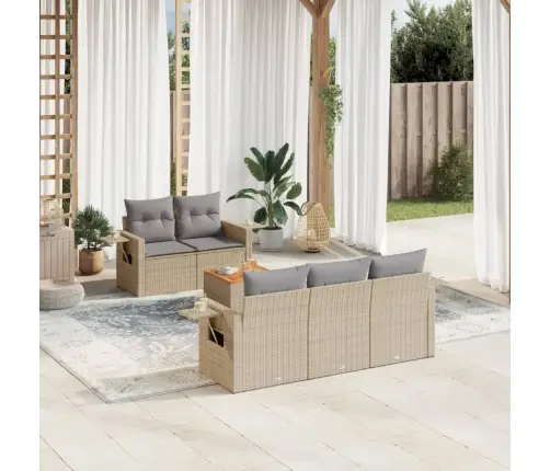 Sofos Komplektas Su Pagalvėlėmis, 6 Dalių, Smėlio, Poliratanas