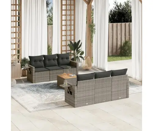 7-Daļīgs Dārza Dīvāna Komplekts, Matrači, Pelēka Pe Rotangpalma Vidaxl