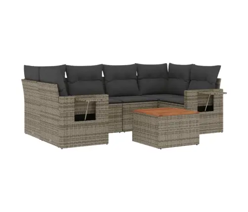 7-Daļīgs Dārza Dīvāna Komplekts, Matrači, Pelēka Pe Rotangpalma Vidaxl