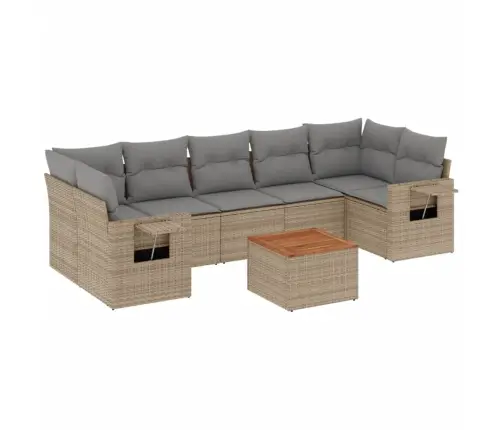 Sofos Komplektas Su Pagalvėlėmis, 8 Dalių, Smėlio, Poliratanas